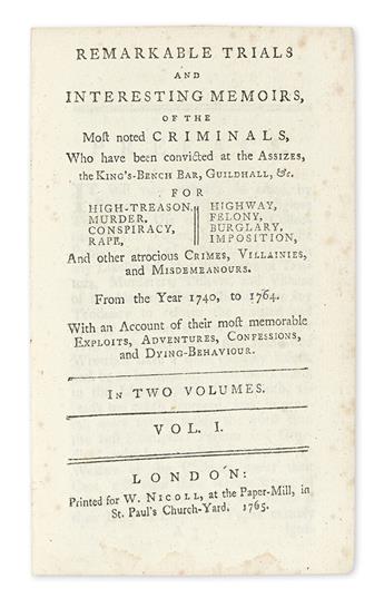 (CRIME AND CONVICTS.) Remarkable Trials and Interesting Memoirs of the Most Noted Criminals,